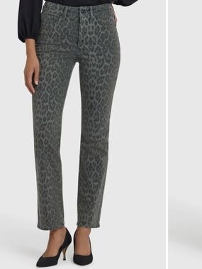 NYDJ Marilyn Straight Leg Ankle Jeans- Leopard Print Size 6